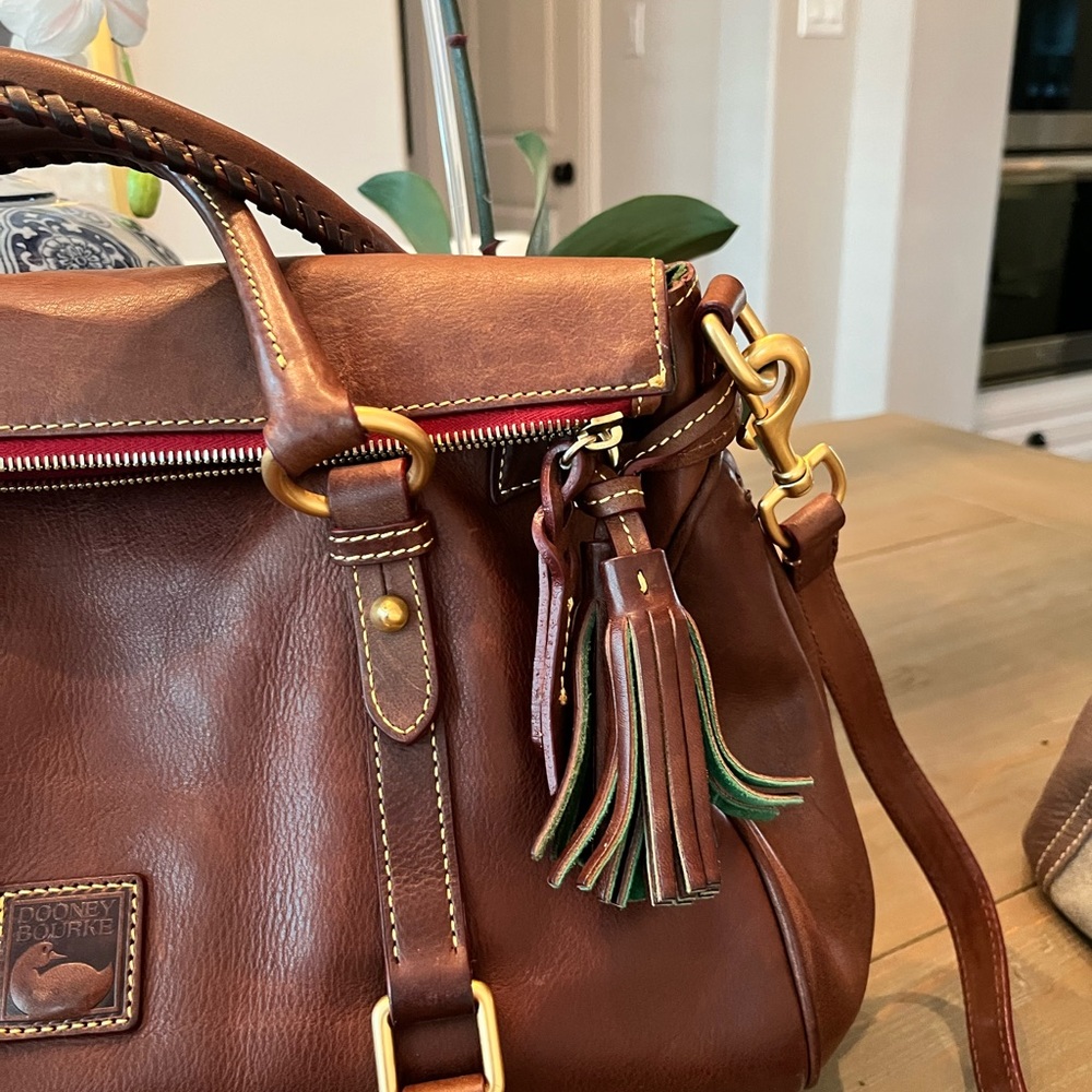 Dooney & Bourke Rich Brown Leather Satchel - Picture 4 of 16